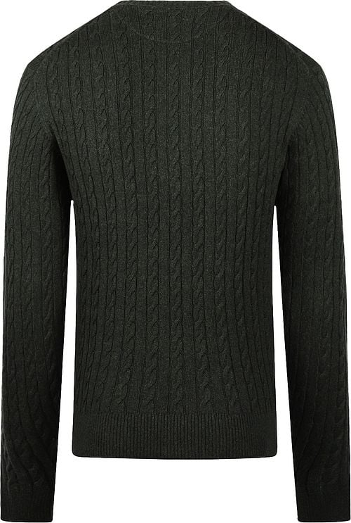 McGregor Cable Pullover Merinowolle Melange Dunkelgrün Product / Achterkant