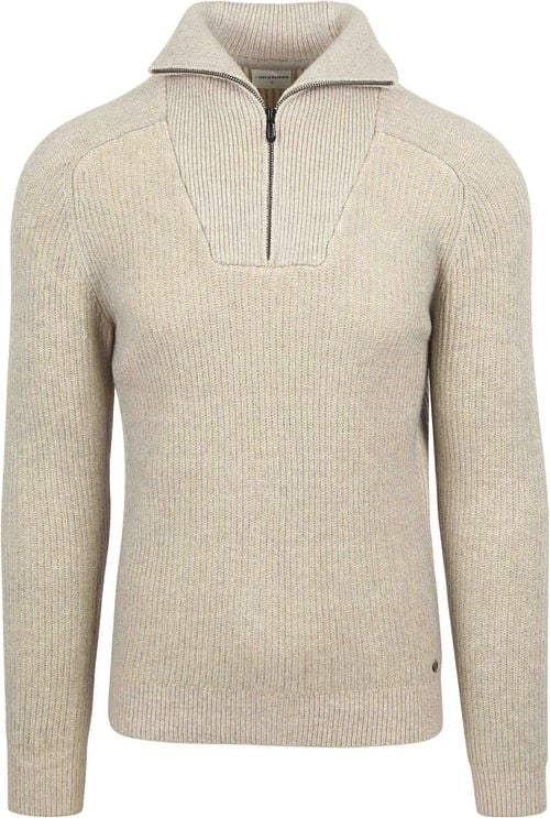No Excess Half Zip Pullover Two Coloured Melange Greige Product