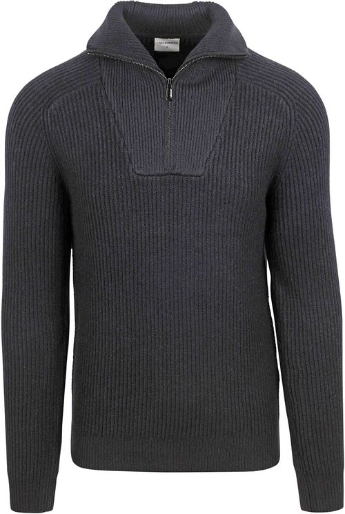 No Excess Half Zip Pullover Two Coloured Melange Black Product