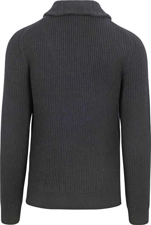 No Excess Pull Demi-Zip Two Coloured Melange Noir Product / Achterkant
