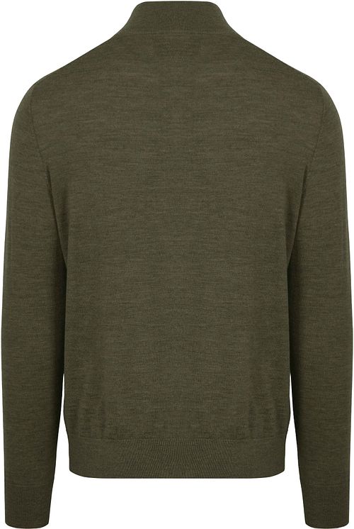 King Essentials The Michael Half Zip Pull Army Merino Green Product / Achterkant