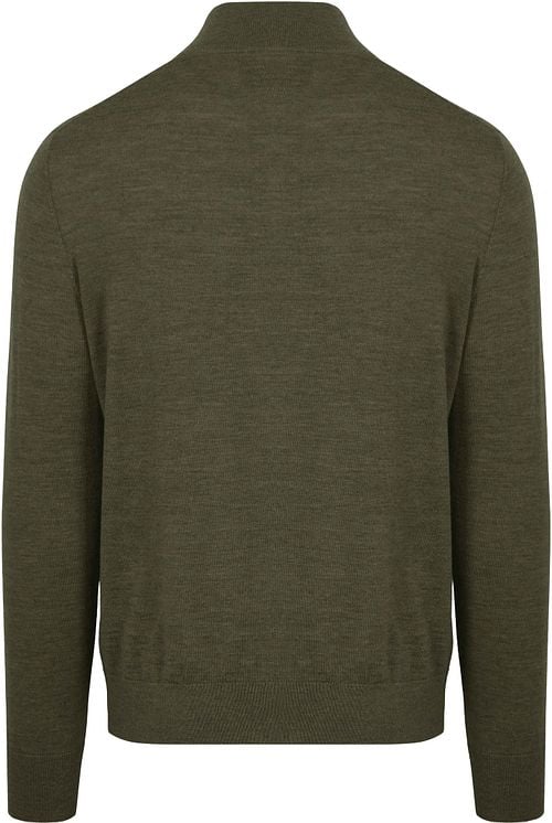 King Essentials The Michael Half Zip Pull Merino Vert Army Product / Achterkant