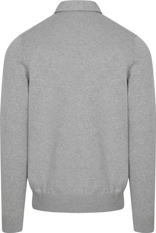 Profuomo Longsleeve Poloshirt Luxury Basic Grau Product / Achterkant