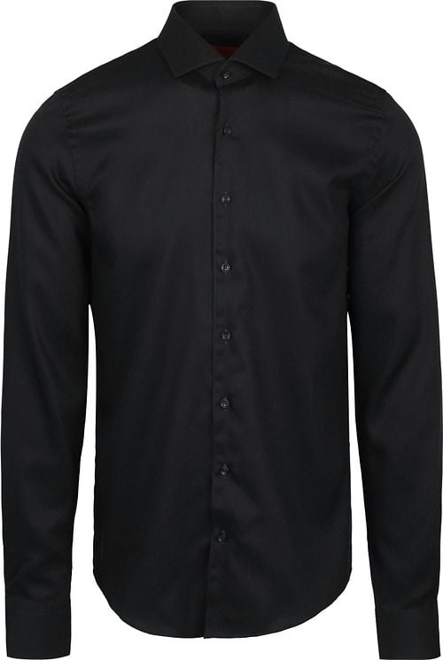 Suitable Overhemd Extra Lange Mouwen Twill Zwart Product