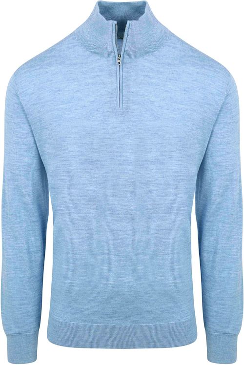 King Essentials The Michael Half Zip Pull Merino Lichtblauw Product