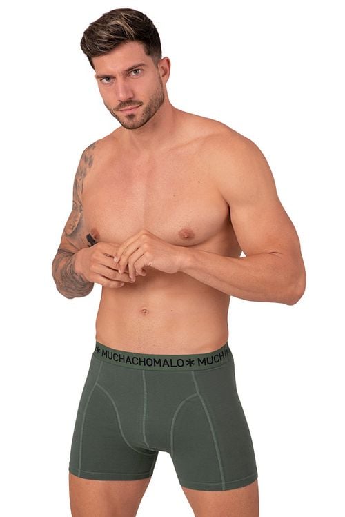 Muchachomalo Boxershorts 3-Pack Solid Groen 582 Model / Voorkant