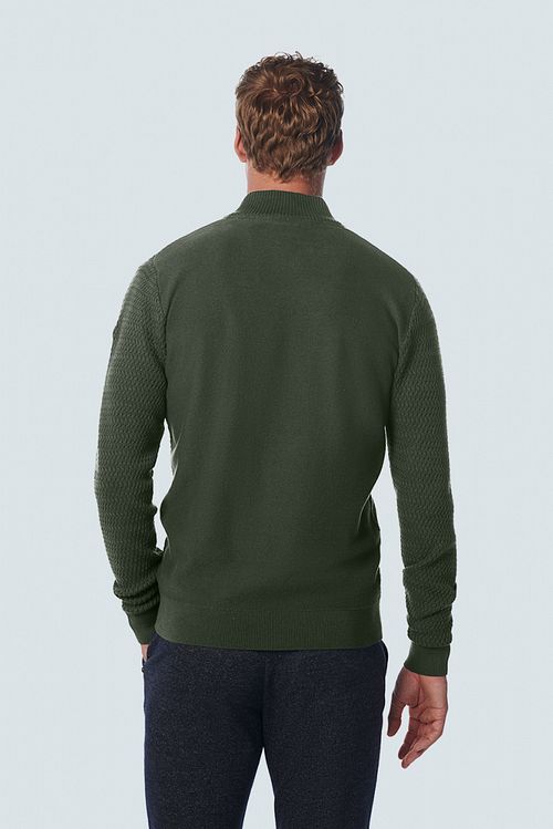 No Excess Cardigan Jacquard Dark Green Model / Achterkant