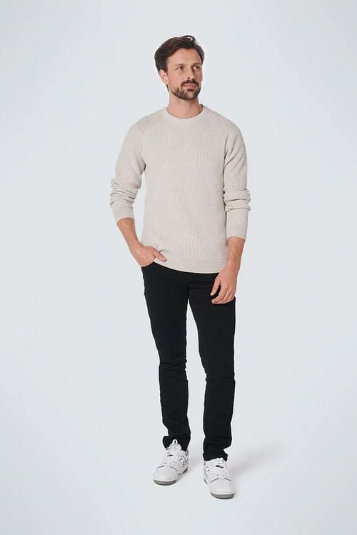 No Excess Trui Gebreid Beige Model / Voorkant