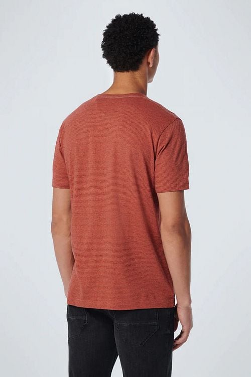 No Excess T-Shirt Streifen Melange Rot Model / Achterkant