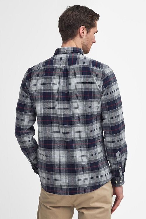 Barbour Chemise Kyeloch Carreaux Bleu Gris Model / Achterkant