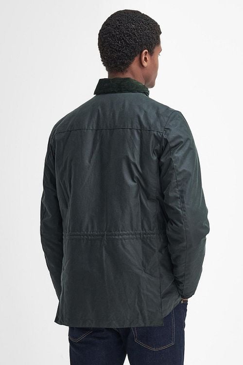 Barbour Falstone Wachsjacke Dunkelgrün Model / Achterkant