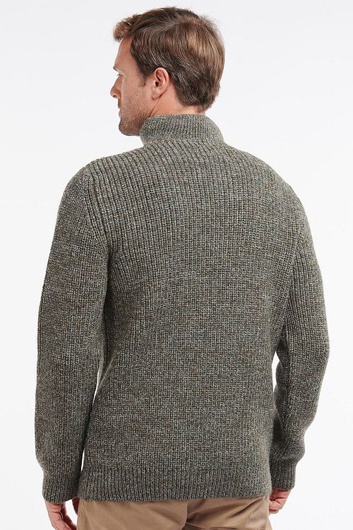 Barbour NewTyne Zip Pullover Wool Dark Green Model / Achterkant