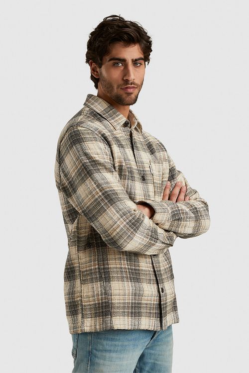 Cast Iron Overshirt Checks Green Model / Zijkant