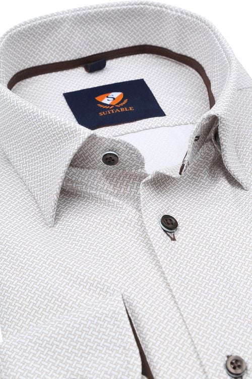 Suitable Shirt 261-5 Beige Print Product / Detail
