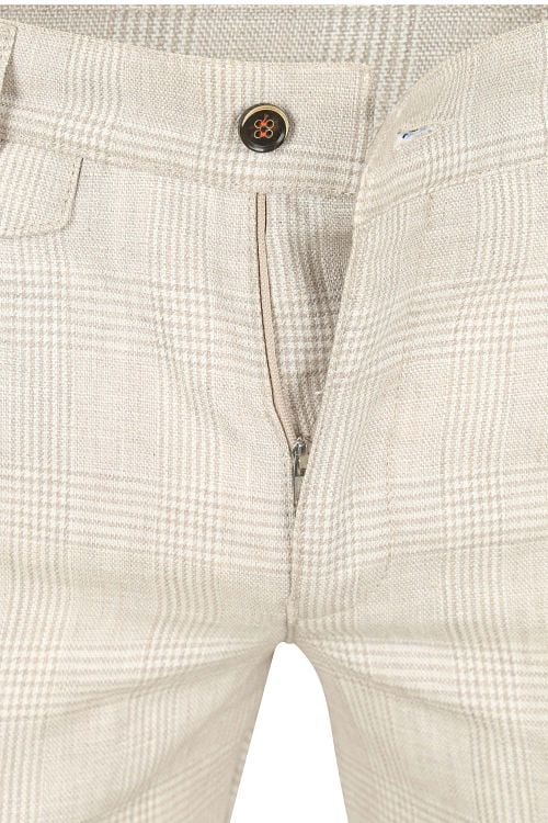 Suitable Chino Linen Blend Karos Beige Product / Detail