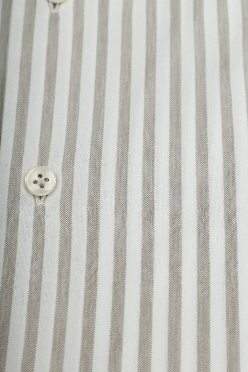 Profuomo Japanese Knitted Overhemd Streep Beige Product / Detail