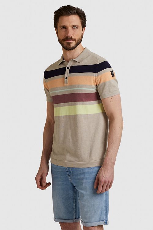 Vanguard Knitted Polo Shirt Beige Model / Zijkant