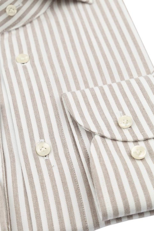 Profuomo Shirt Stripe Cutaway Beige Product / Detail