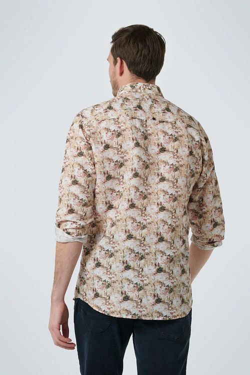 No Excess Linen Shirt Floral Print Multicolour Model / Achterkant