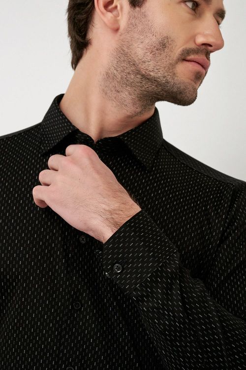 Desoto Shirt Print Structure Black Model / Detail