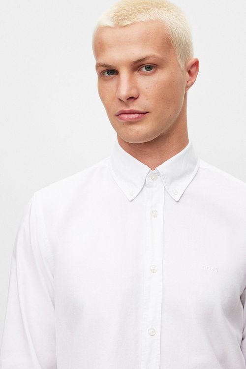 BOSS Chemise Relegant De Lin Blanche Model / Detail