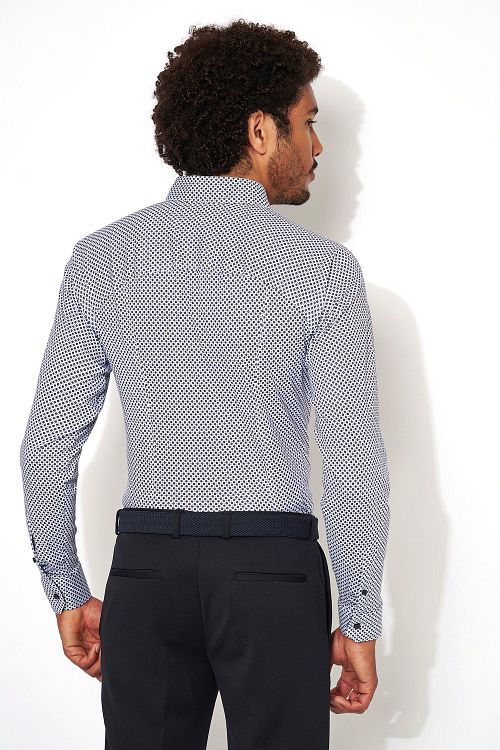 Desoto Hemd Druck Blau Model / Achterkant