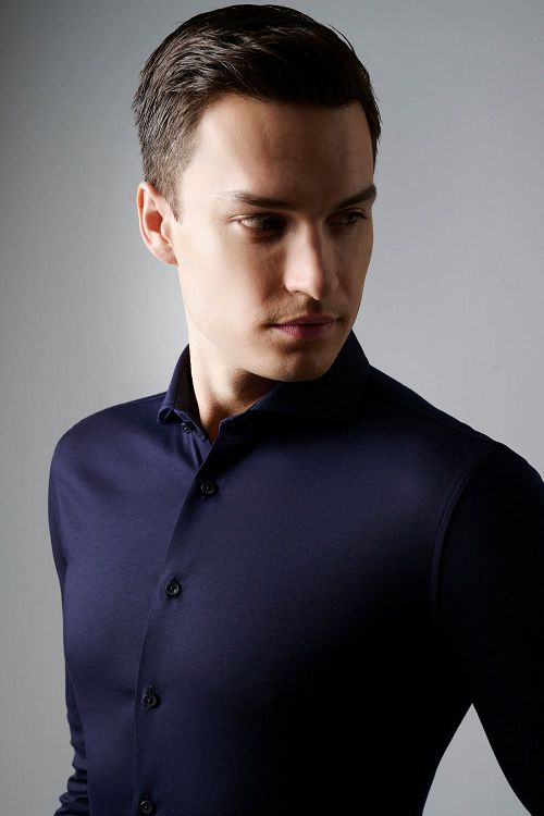 DESOTO Essential Hemd Hai Jersey Navy Model / Detail