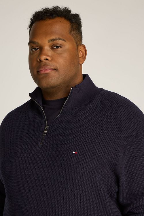 Tommy Hilfiger Big & Tall Half Zip Pullover Struktur Navy Model / Detail