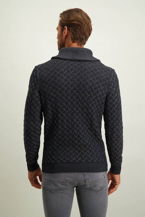 State Of Art Half Zip Trui Melange Navy Model / Achterkant