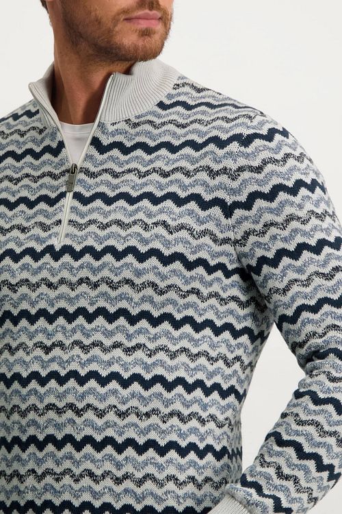 State Of Art Half Zip Grijsblauw Print Model / Detail
