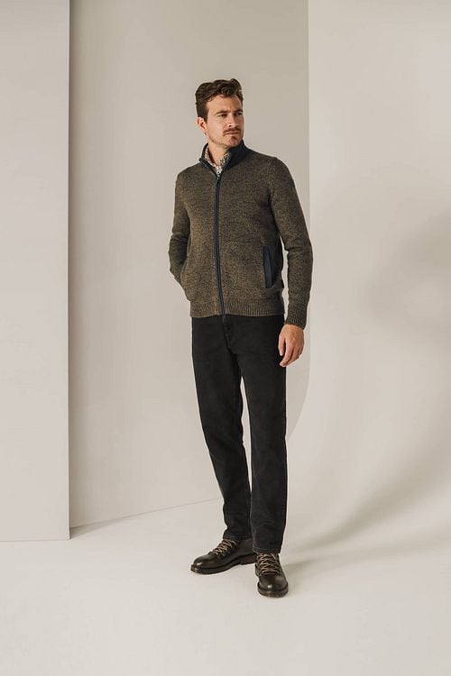 State Of Art Vest Zip Structuur Bruin Model / Voorkant