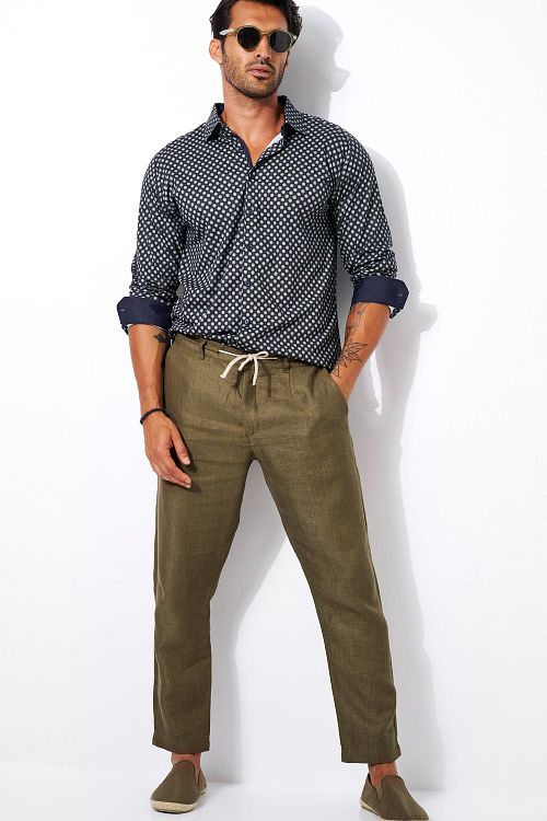 Desoto Chemise Imprimé Vert Foncé Model / Voorkant