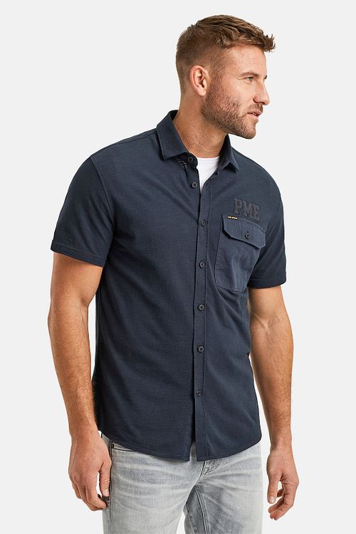 PME Legend Short Sleeve Shirt Jersey Piqué Navy Model / Voorkant