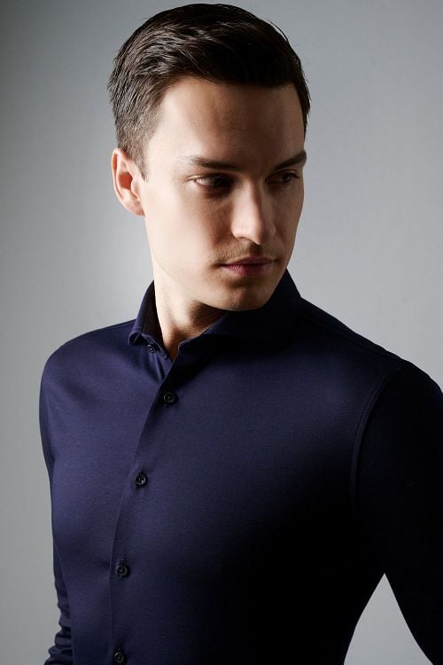 Desoto Essential Shirt Hai Jersey Navy Model / Detail