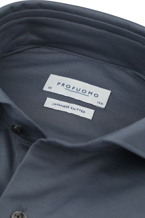 Profuomo Japanese Knitted Shirt Denim Blue Model / Detail