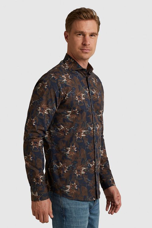 Vanguard Shirt Print Navy Model / Zijkant