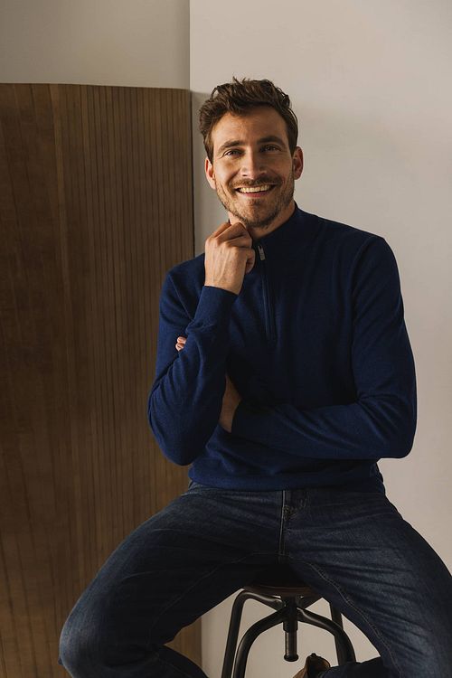 State Of Art Half Zip Pullover Estate Dark Blue Model / Voorkant