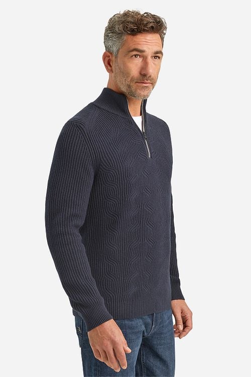 Vanguard Pullover Half Zip Structure Wool Mix Navy Model / Voorkant
