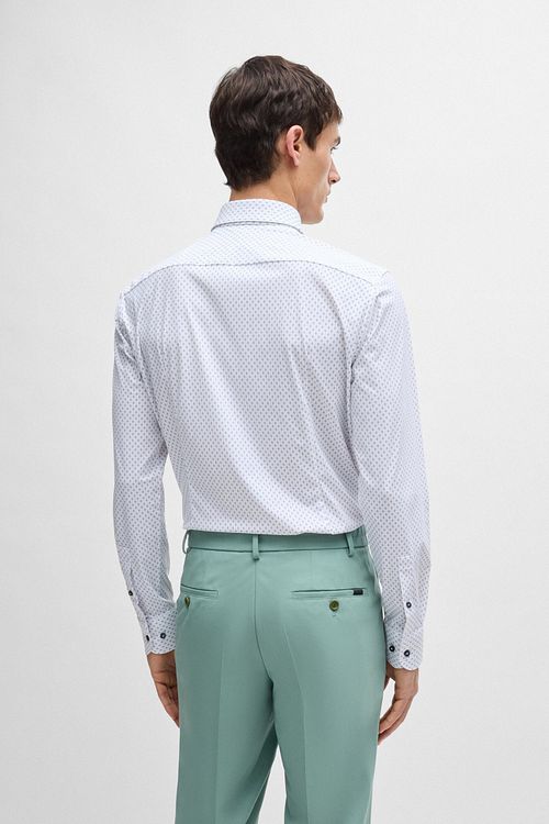 BOSS Chemise Hank Stretch Impression Blanche Model / Achterkant