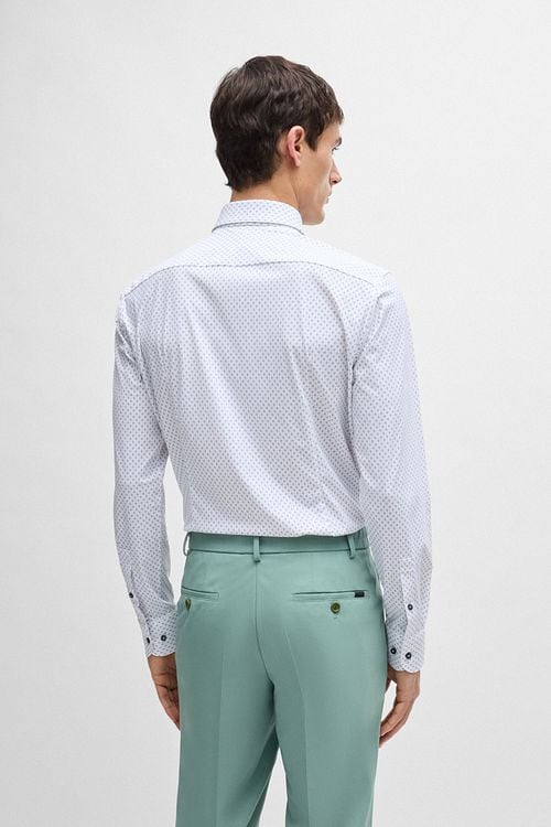 BOSS Hank Shirt Stretch Print White Model / Achterkant