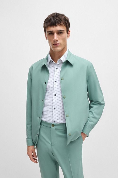 BOSS Hank Hemd Stretch Druck Weiß Model / Voorkant