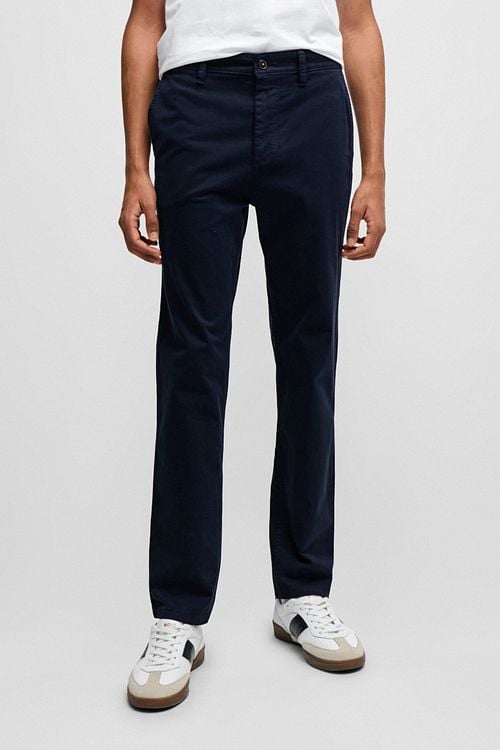 BOSS Satin Chino Navy Model / Zijkant