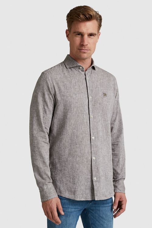 Vanguard Shirt Linen Brown Model / Voorkant