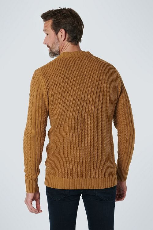 No Excess Pullover Mix Wol Gebreid Bruin Model / Achterkant