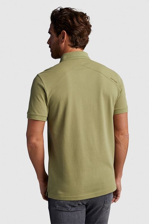Cast Iron Polo Shirt Popcorn Green Model / Achterkant
