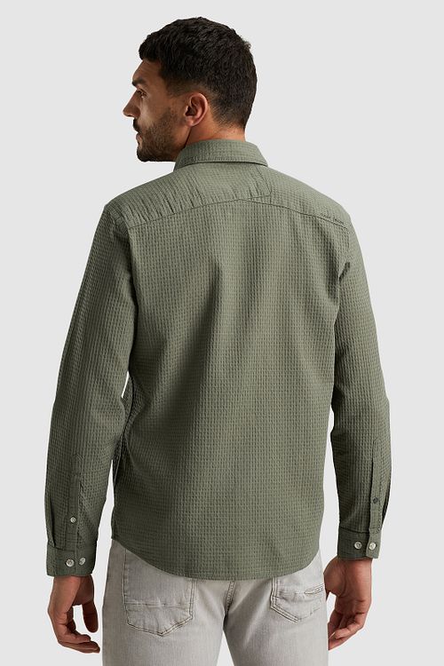 Cast Iron Overshirt Waffle Structure Green Model / Achterkant