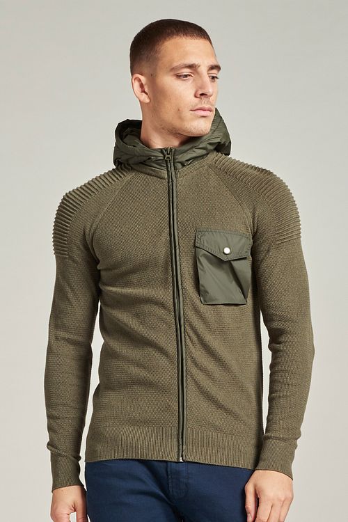 Dstrezzed Cardigan Hooded Dark Green Model / Voorkant