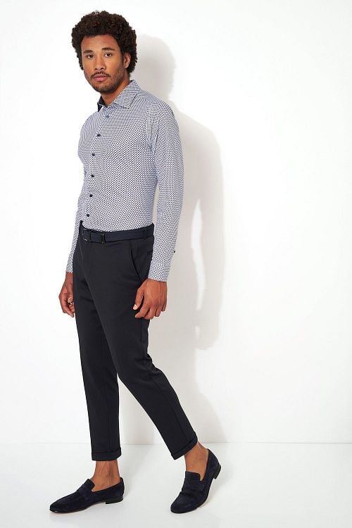 Desoto Chemise Imprimé Bleu Model / Zijkant