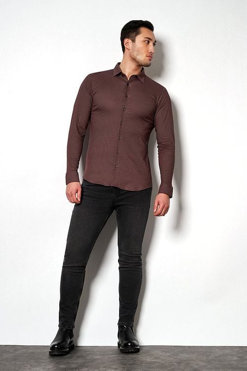 Desoto Shirt Kent Print Red Model / Voorkant