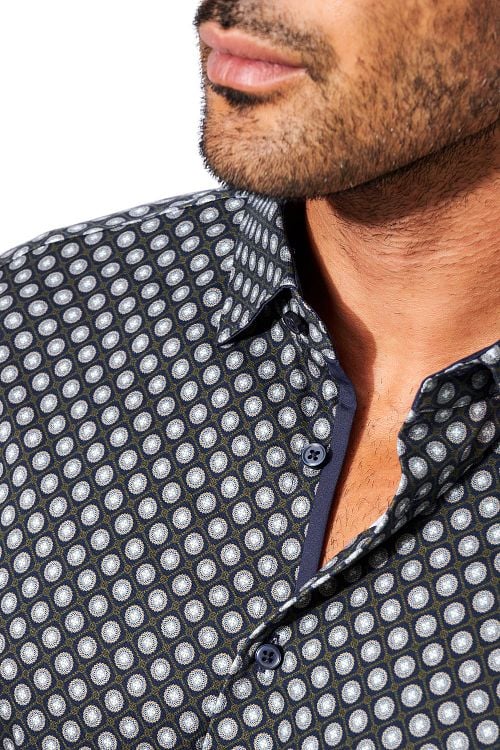 Desoto Shirt Print Dark Green Model / Detail